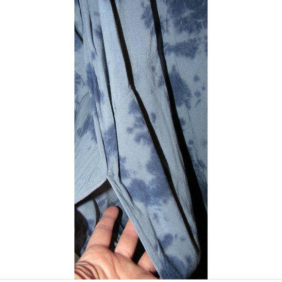 Catherines Women's Blue Tie Dye Long Sleeve Open Cardigan, Pockets, Plus Size 4X - Picture 7 of 10